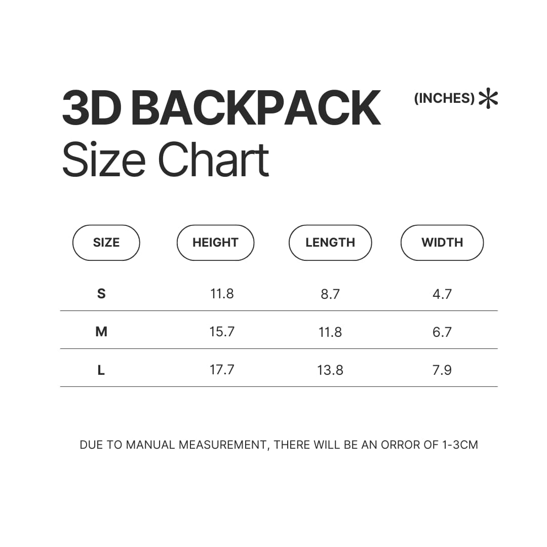 3D Backpack Size Chart - Zelda UK Shop