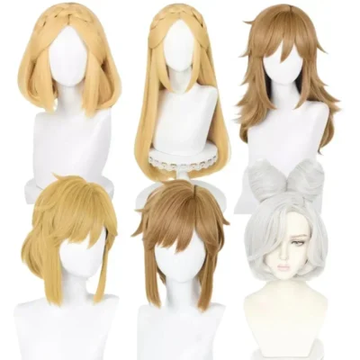 Game Zelda link purah Princess Zelda golden blond brown cosplay wig