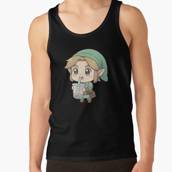 Cute Chibi Link Drinking Boba Tea Tank Top - Image 2