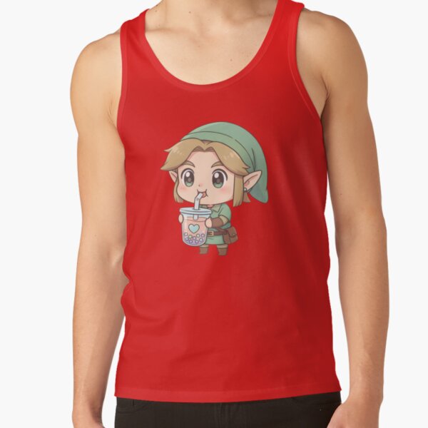 Cute Chibi Link Drinking Boba Tea Tank Top - Image 4