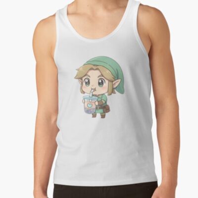 Cute Chibi Link Drinking Boba Tea Tank Top