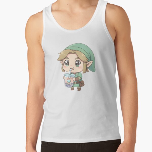 Cute Chibi Link Drinking Boba Tea Tank Top