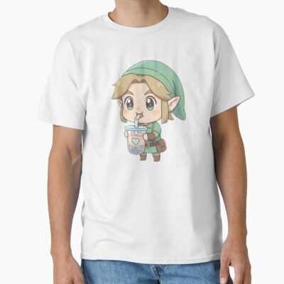 Cute Chibi Link Drinking Boba Tea T-shirt