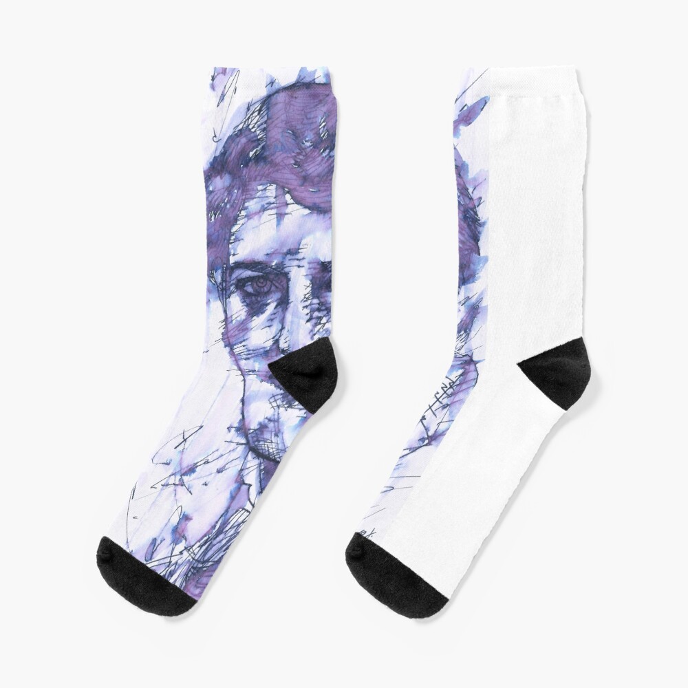 Zelda Fitzgerald Watercolor And Ink Portrait 1 Socks